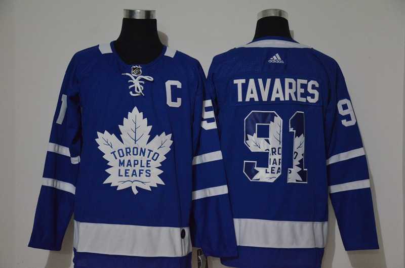 Men Toronto Maple Leafs 91 Tavares Blue Adidas Hockey print NHL Jerseys